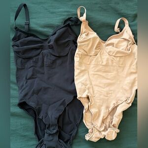 SKIMS Black and Tan Shapewear Bodysuit Duo